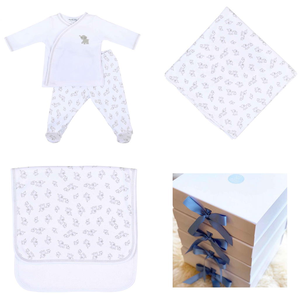 Magnolia Baby Tiny Elephants Layette Gift Set - Hamper - The Baby Service