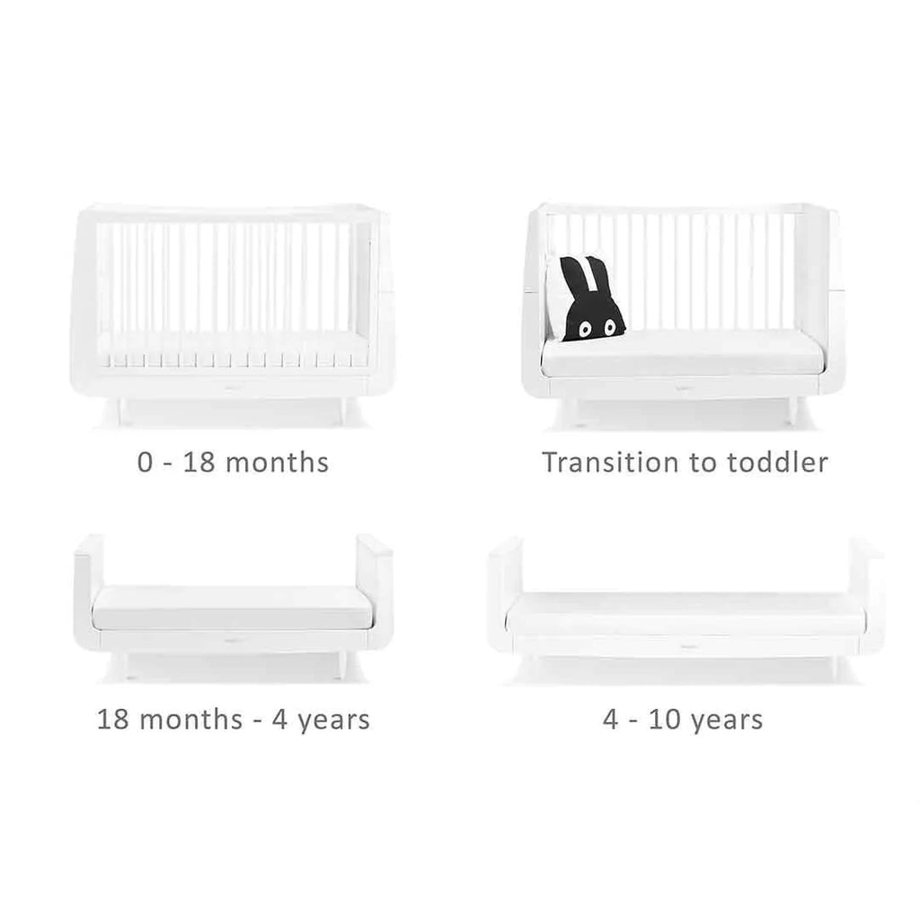 SnuzKot Skandi Cot Bed - White - Toddler Stages - The Baby Service