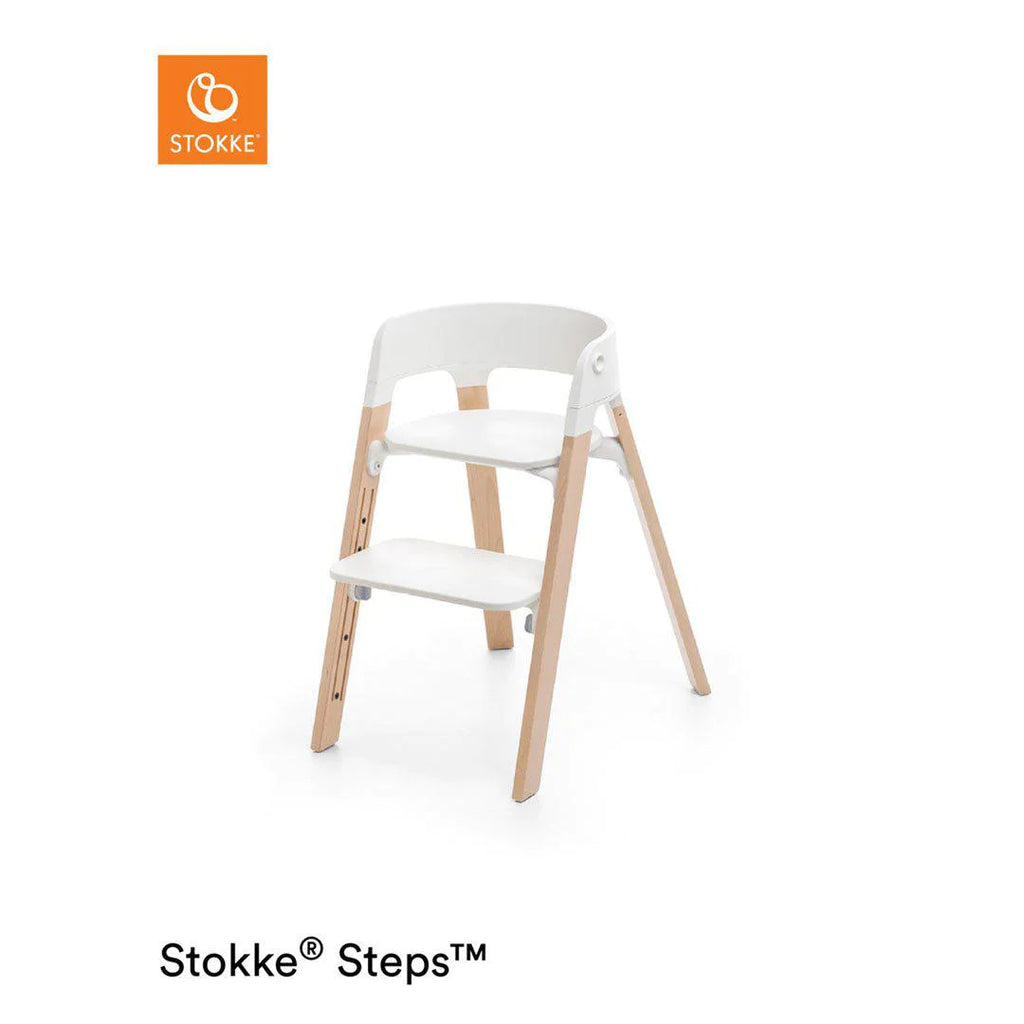 Stokke Steps Chair - White and Natural - Highchair - The Baby Service