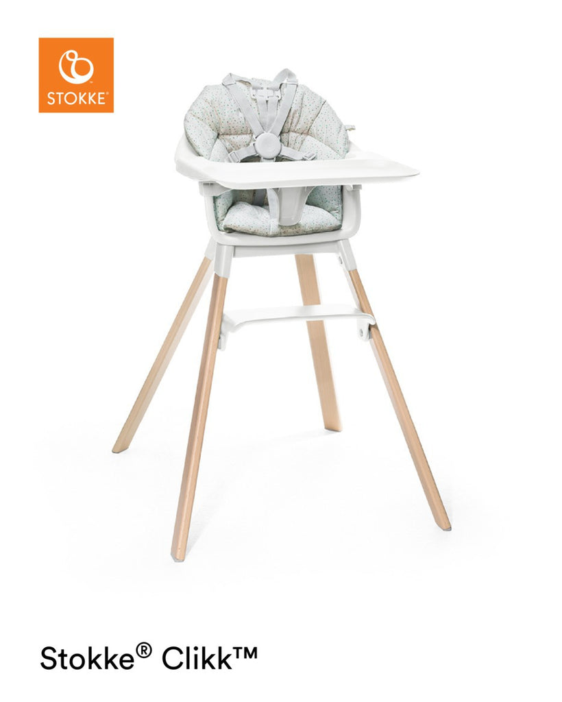 Stokke Clikk Highchair - White Feeding Chair with Cushion - The Baby Service