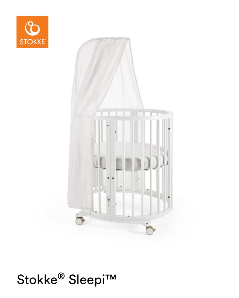 Stokke Sleepi Mini with Mattress - White with Canopy - The Baby Service