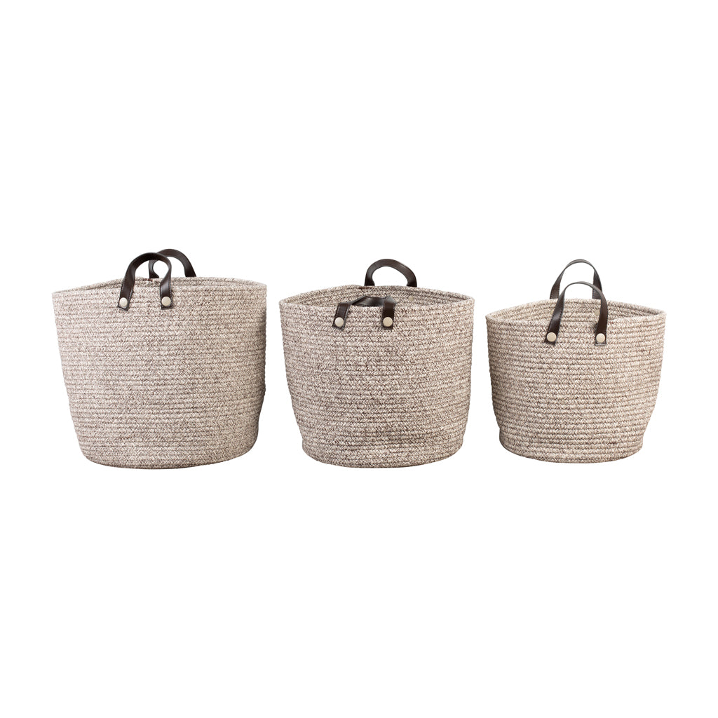 Set of 3 Rope Baskets with Handles - Nursery Storage - The Baby Service