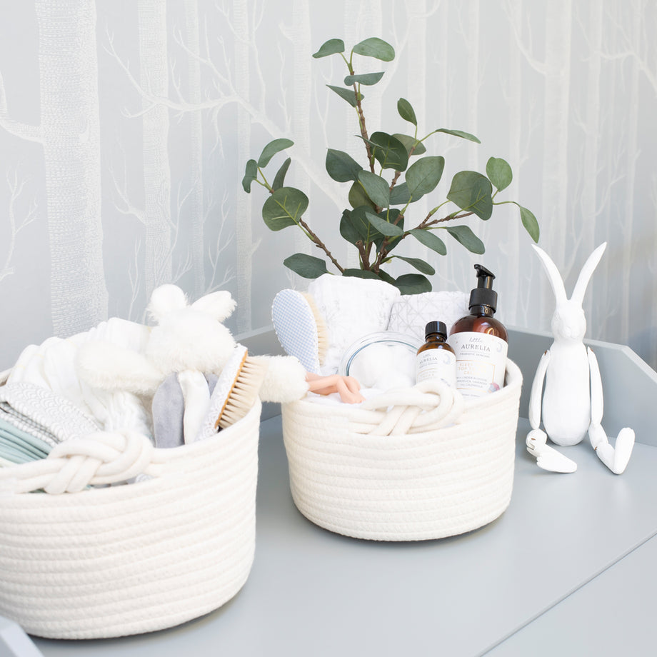 Set of Knot Handle Rope Baskets Nursery Storage The Baby Service