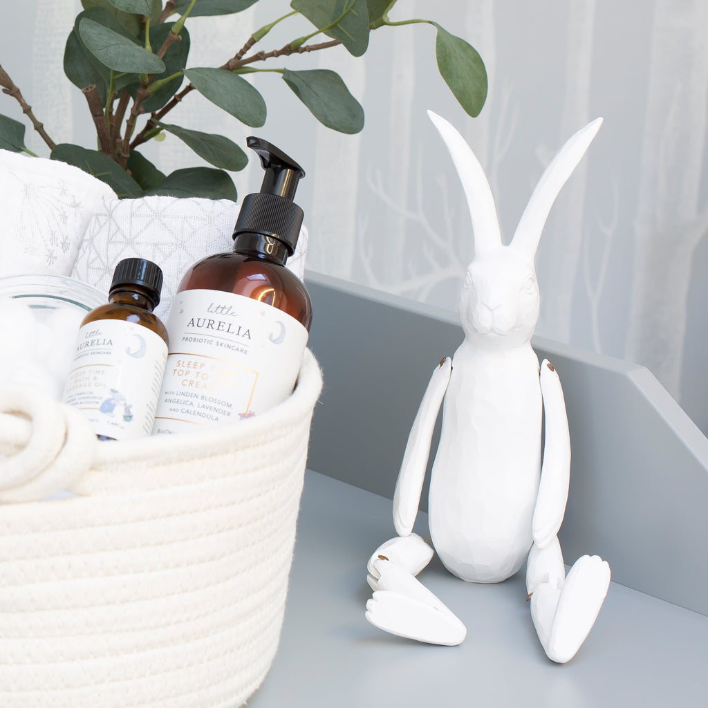 White Wooden Effect Jointed Rabbit - The Baby Service
