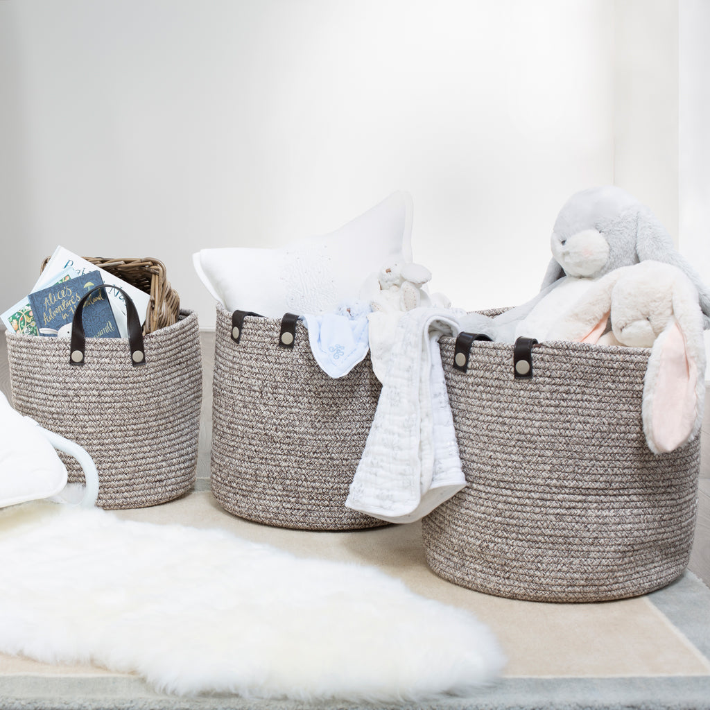 Set of 3 Rope Baskets with Handles - Nursery Room Ideas - The Baby Service