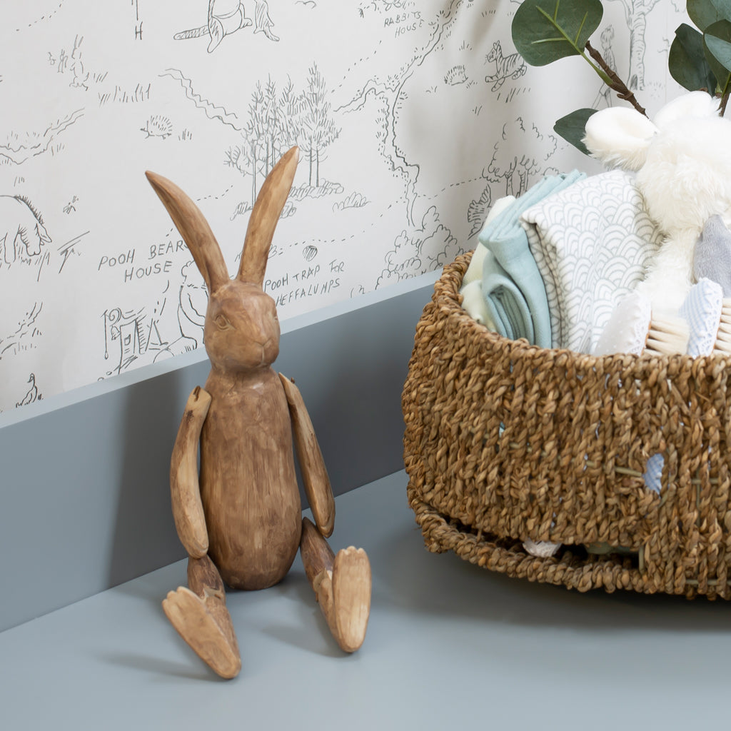 Brown Wooden Effect Jointed Rabbit - The Baby Service