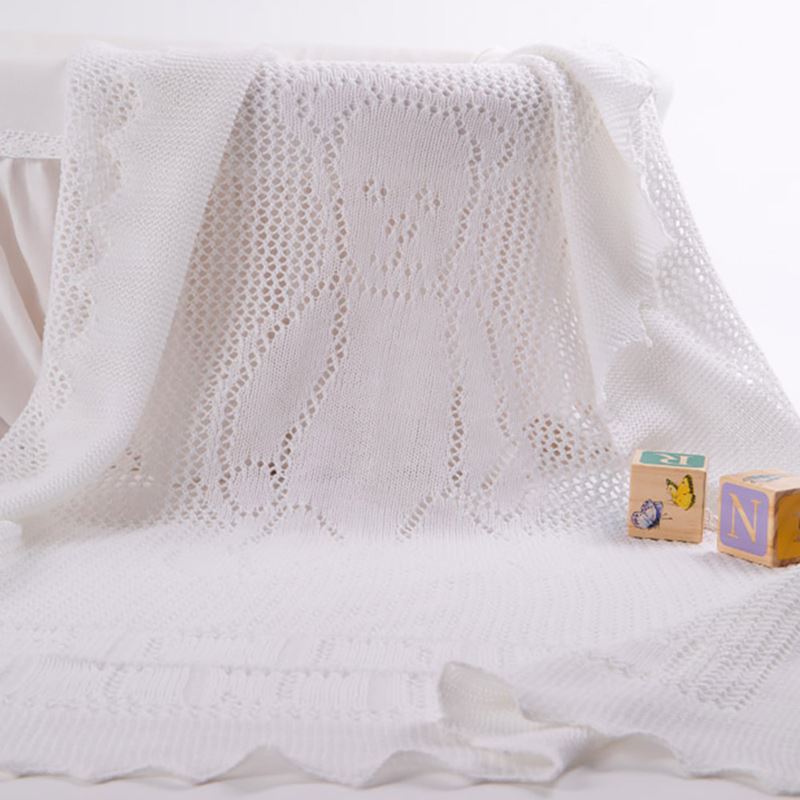 G H Hurt & Son - Teddy Alphabet Baby Shawl White - Luxury Blankets - The Baby Service