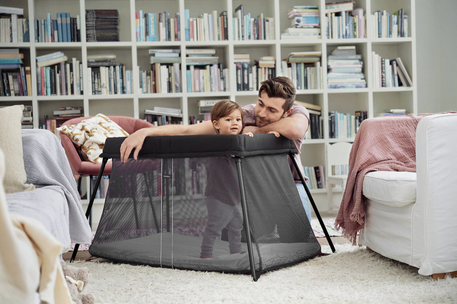 BabyBjorn Travel Cot Crib Black with Fitted Sheet The Baby Service