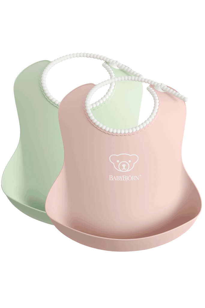 BabyBjorn Small Bib 2 Pack - Green & Powder Pink - The Baby Service
