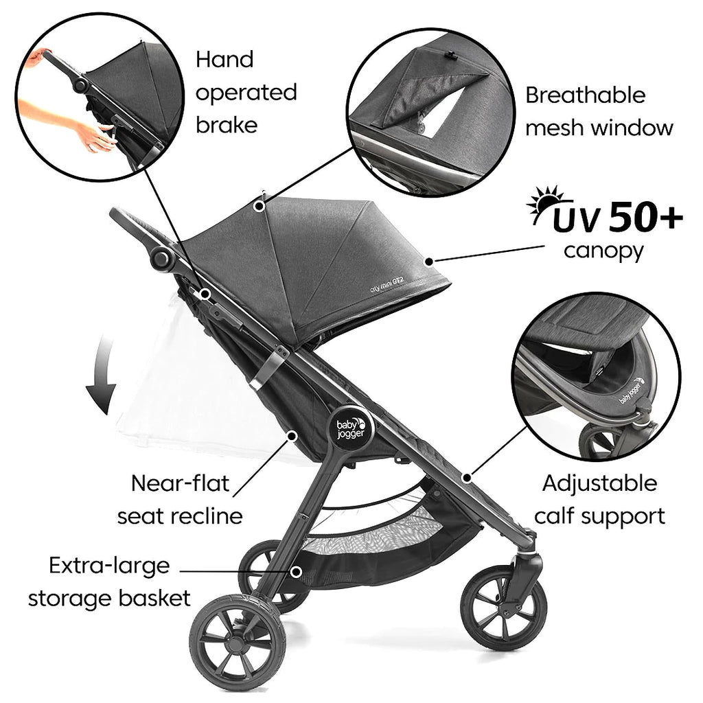 Baby Jogger City Mini GT2 Stroller - Opulent Black - Pushchair - The Baby Service - Features
