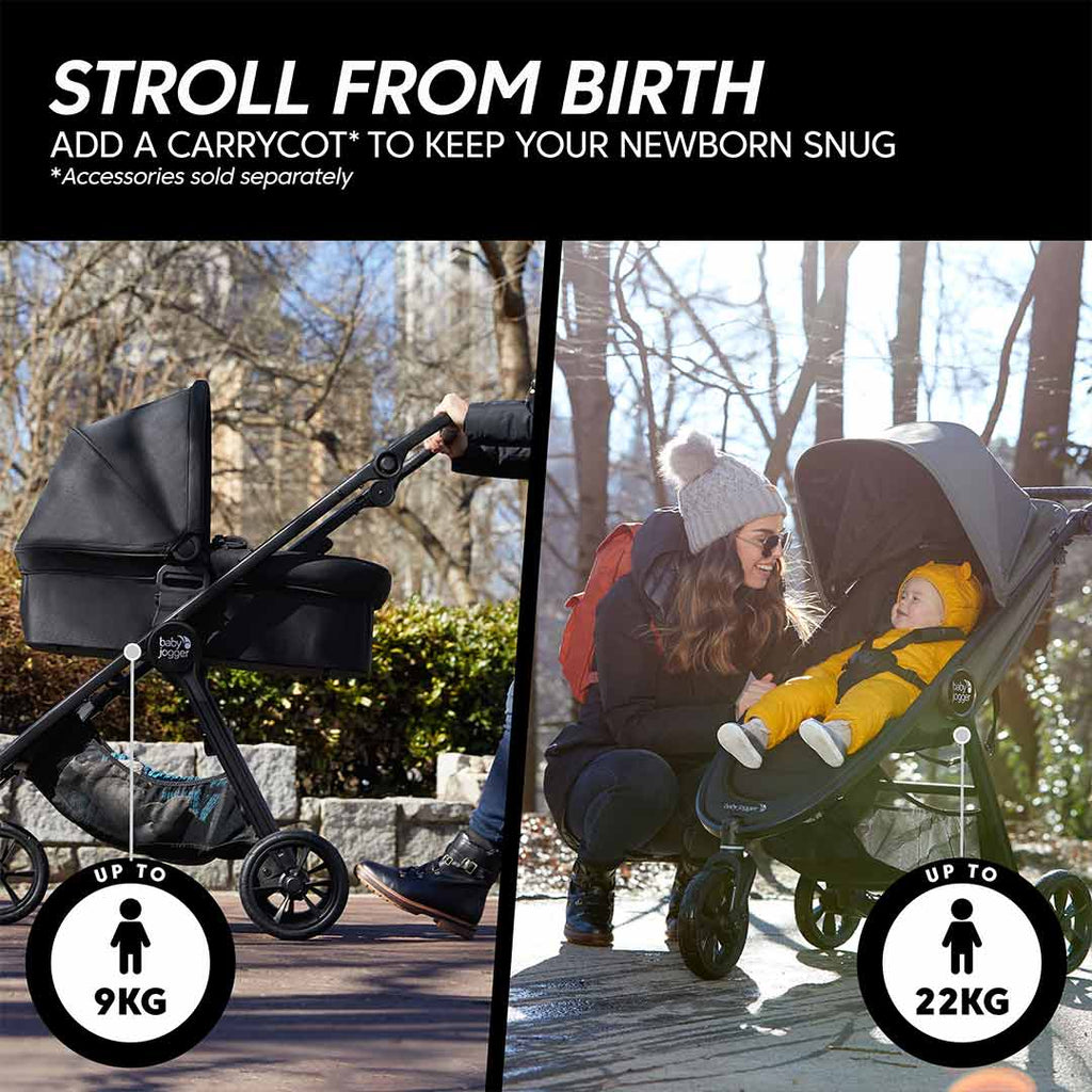 Baby Jogger City Mini GT2 Pushchair + Carry Cot Bundle - Opulent Black - The Baby Service.com