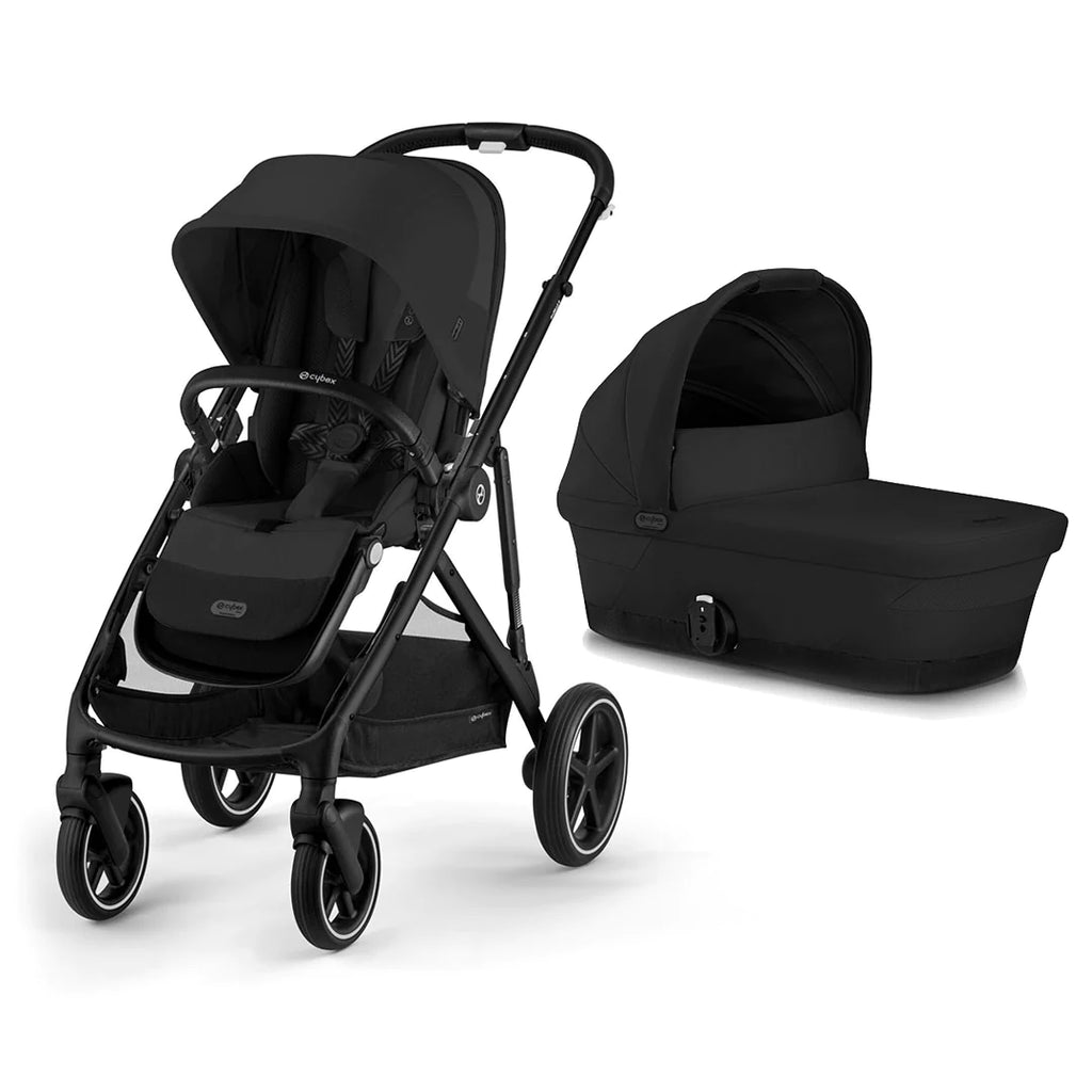 CYBEX Gazelle S Double Pushchair - Moon Black - The Baby Service - Carrycot