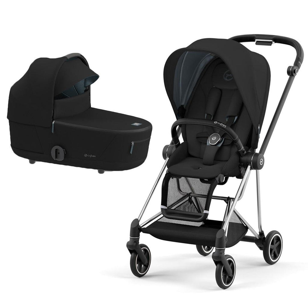 CYBEX MIOS Pushchair - Stroller - Deep Black - The Baby Service - Chrome Lux Carry Cot