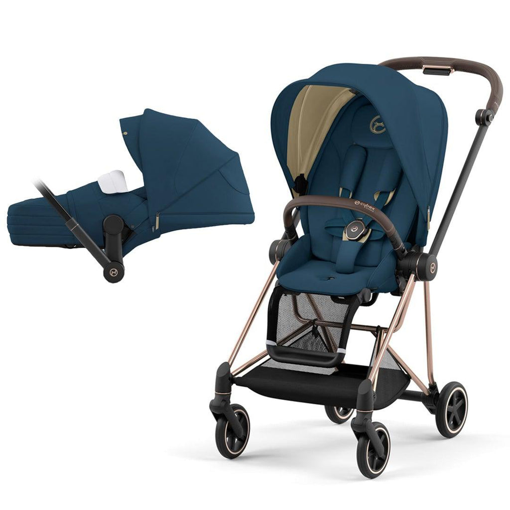 CYBEX MIOS Pushchair - Mountain Blue - Rose Gold - Lite Cot