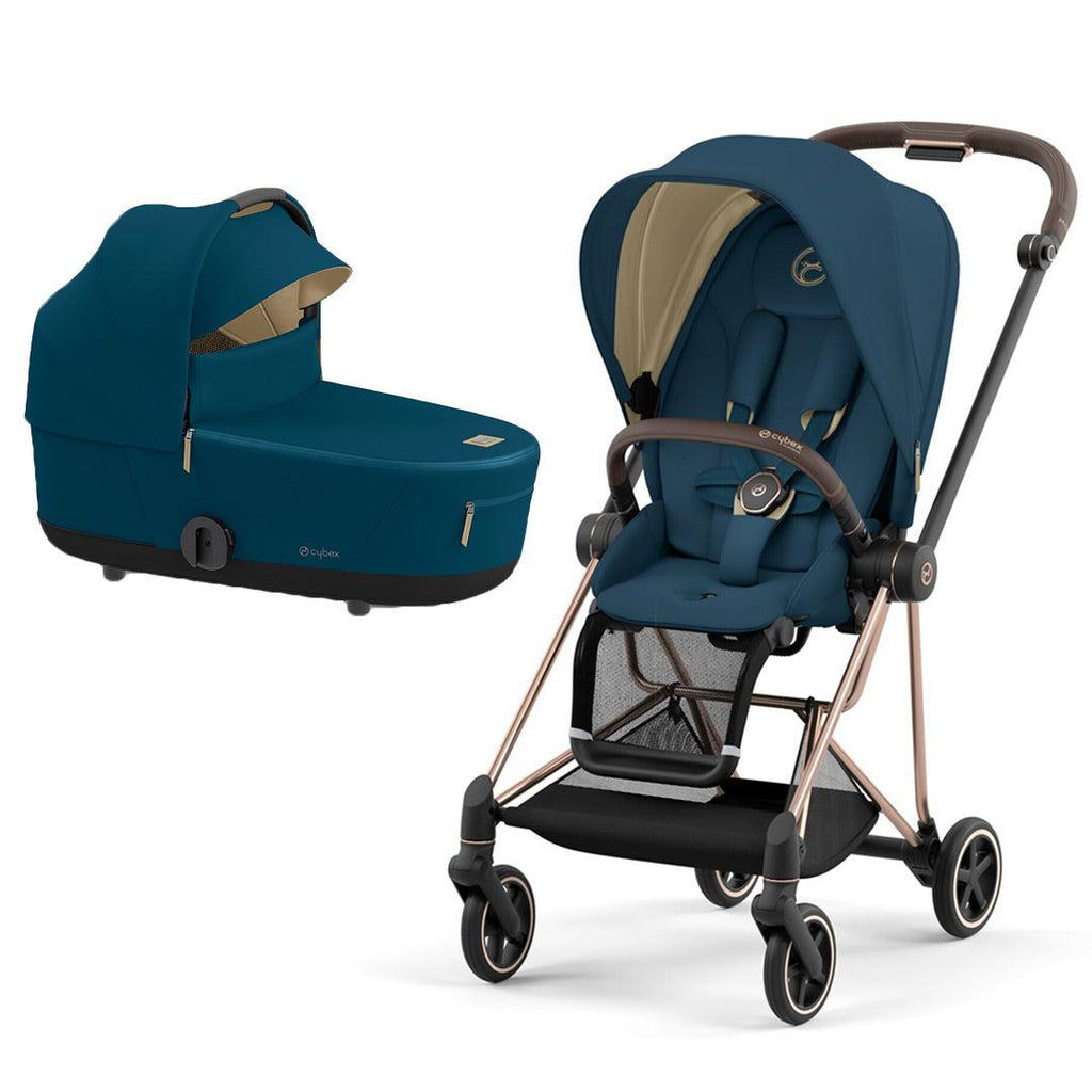 CYBEX MIOS Pushchair - Mountain Blue - Rose Gold - Lux Cot
