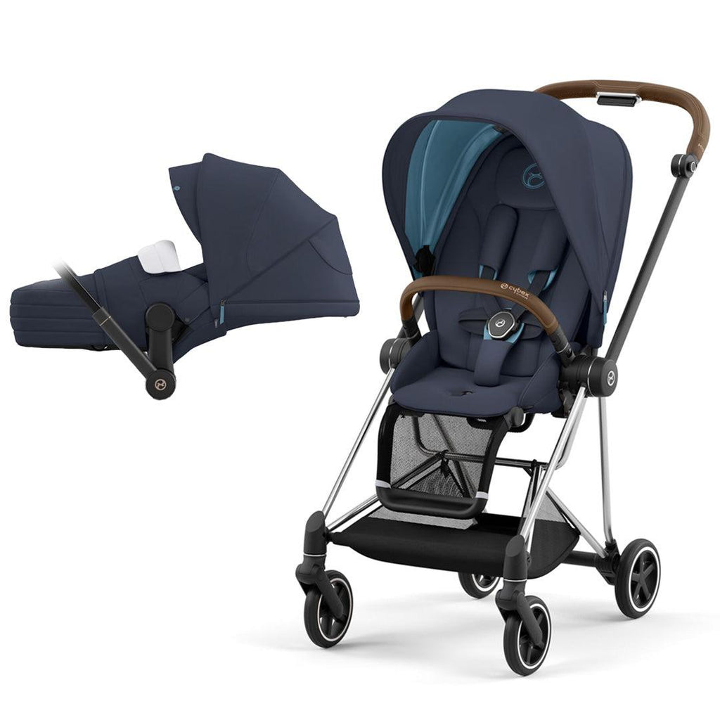 CYBEX MIOS Pushchair - Nautical Blue - Stroller - The Baby Service - Chrome Brown - Lite Cot
