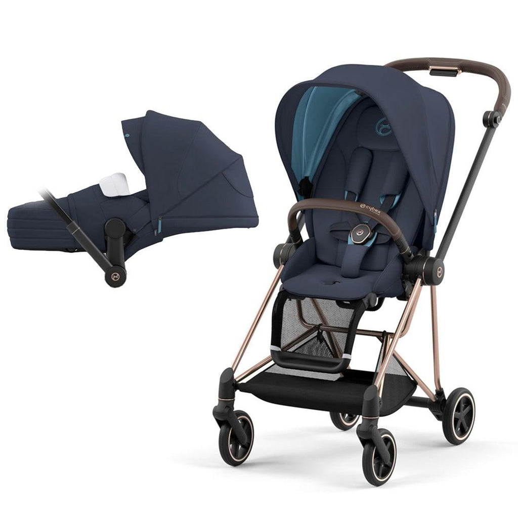 CYBEX MIOS Pushchair - Nautical Blue - Stroller - The Baby Service - Lightweight Cot - Rose Gold