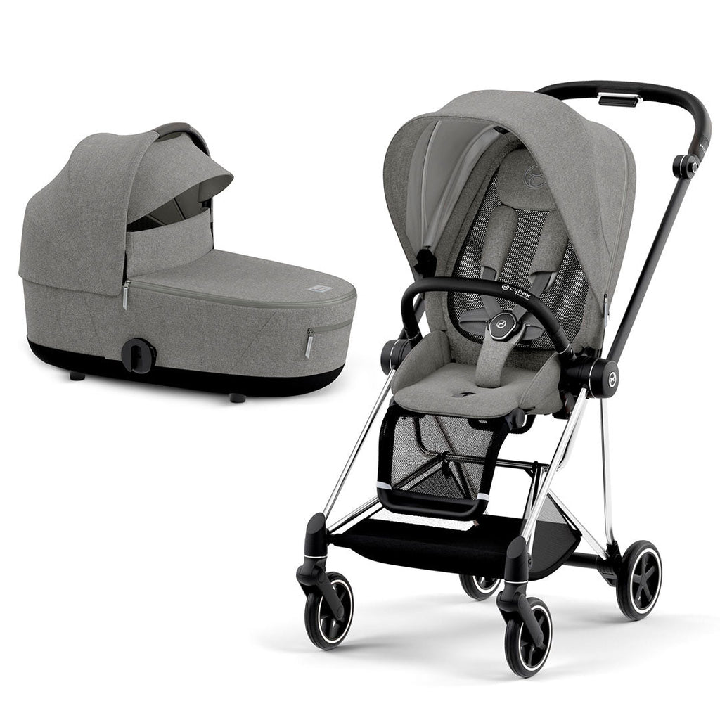 CYBEX MIOS Pushchair - Manhattan Grey - Stroller - The Baby Service - Chrome Black - Lux cot