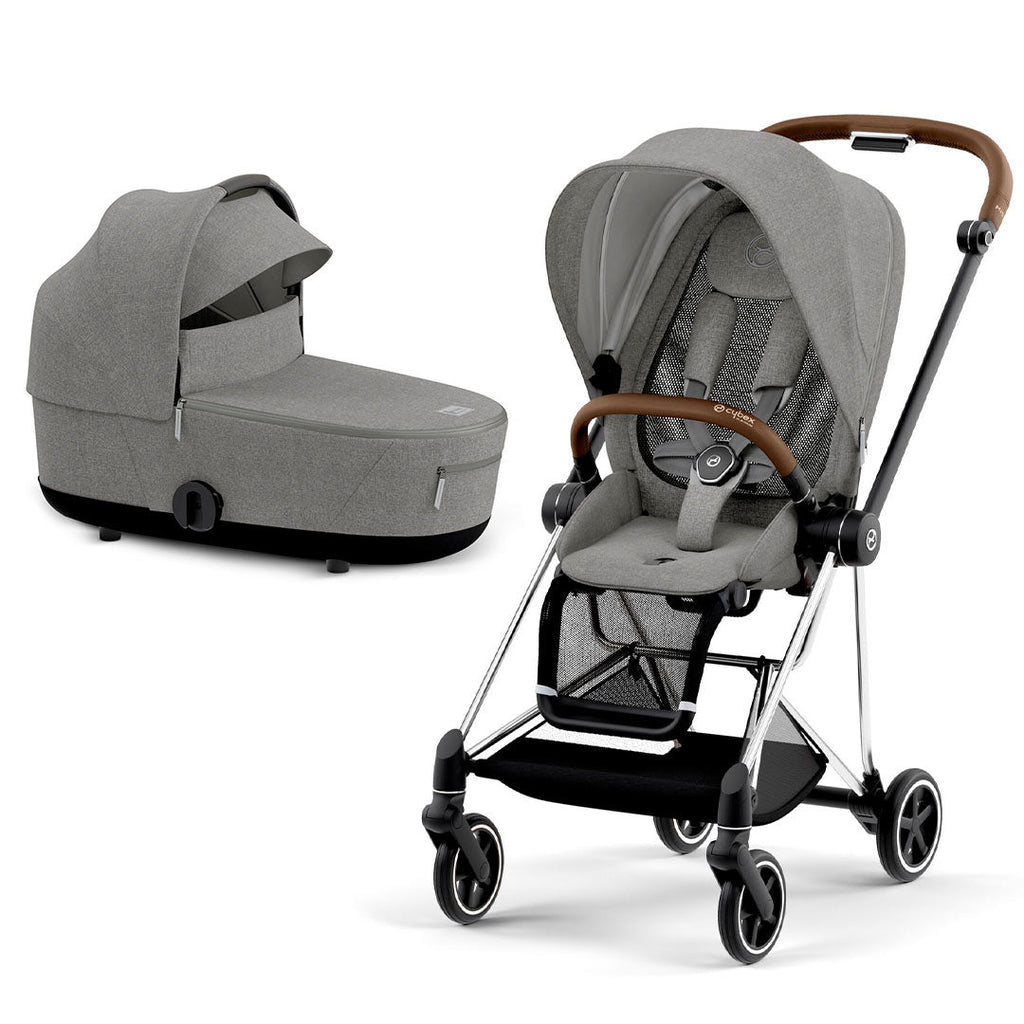 CYBEX MIOS Pushchair - Manhattan Grey - Stroller - The Baby Service - Chrome Brown - Lux Cot