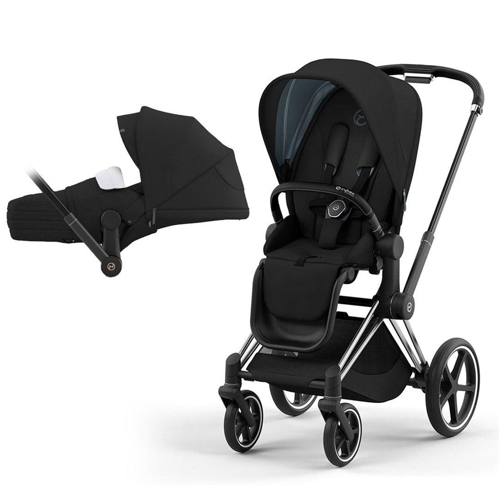 CYBEX PRIAM Pushchair - Deep Black - Stroller - Chrome Brown - Lite Cot - The Baby Service