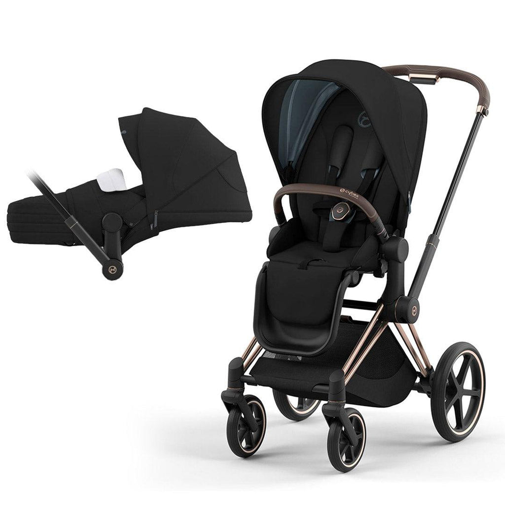 CYBEX PRIAM Pushchair - Deep Black - Stroller - Lite Cot - Rose Gold - The Baby Service