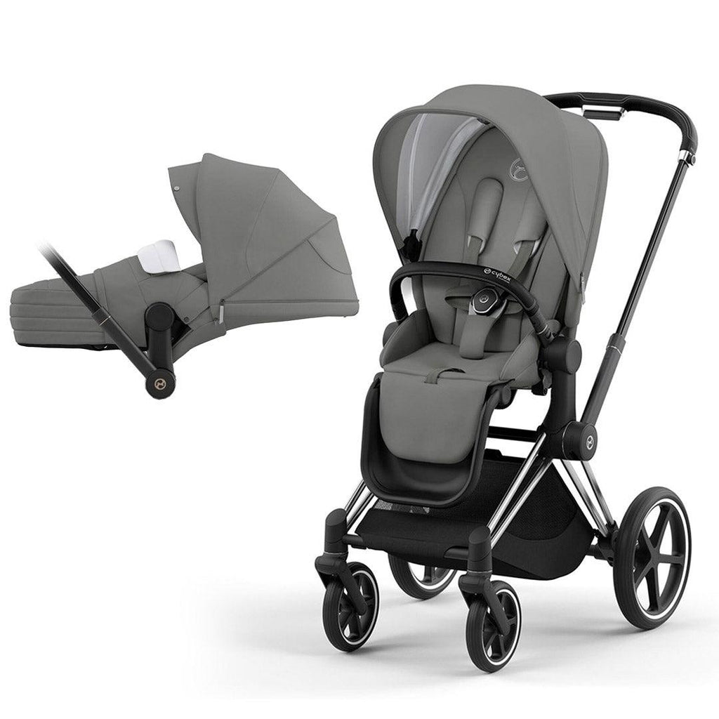 CYBEX PRIAM Pushchair - Soho Grey - Chrome Black - Lite Cot - The Baby Service