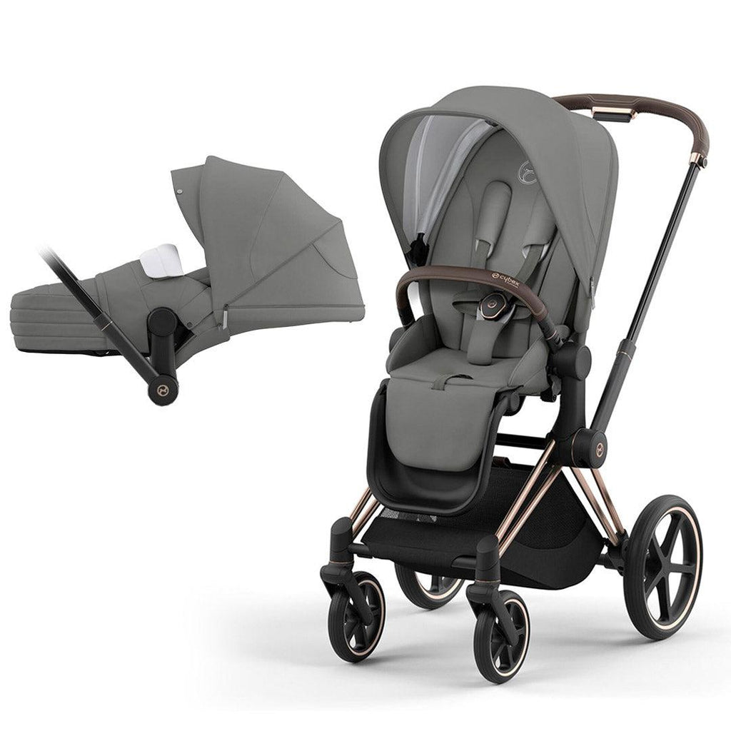 CYBEX PRIAM Pushchair - Soho Grey - Rose Gold - Lite Cot - The Baby Service