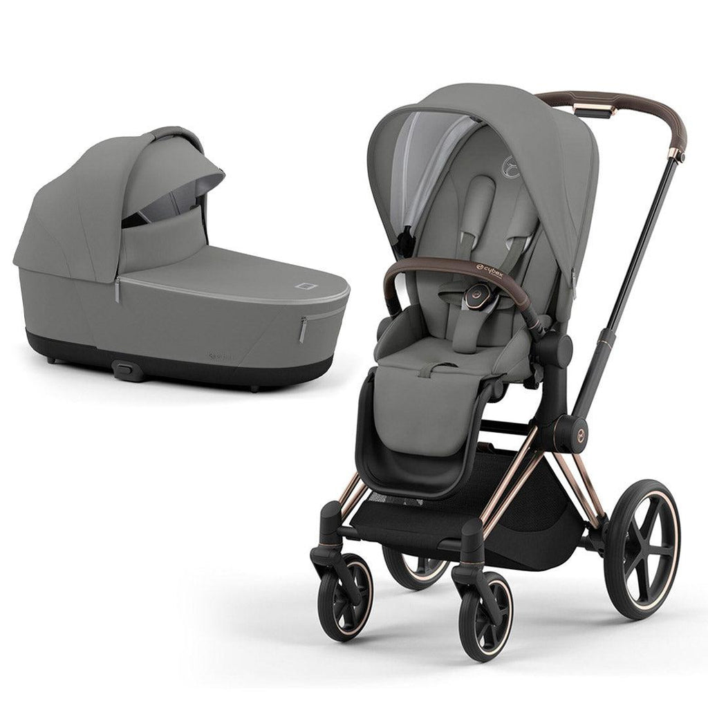 CYBEX PRIAM Pushchair - Soho Grey - Rose Gold Lux Cot - The Baby Service