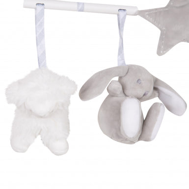 Grey Musical Cot Mobile Animals Bunny
