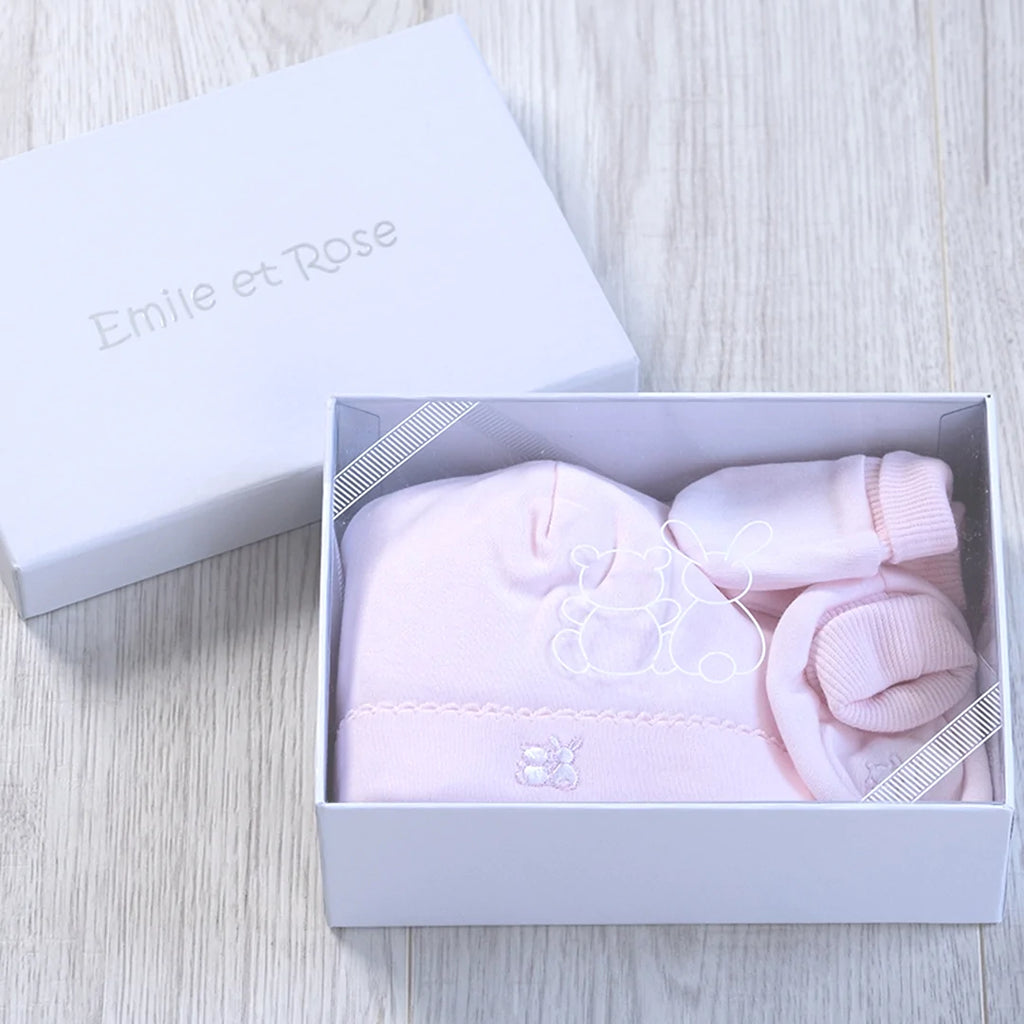 Emile et Rose - Baby Hat Bootie and Mitt Gift Set Pink - Baby Gift Ideas - The Baby Service