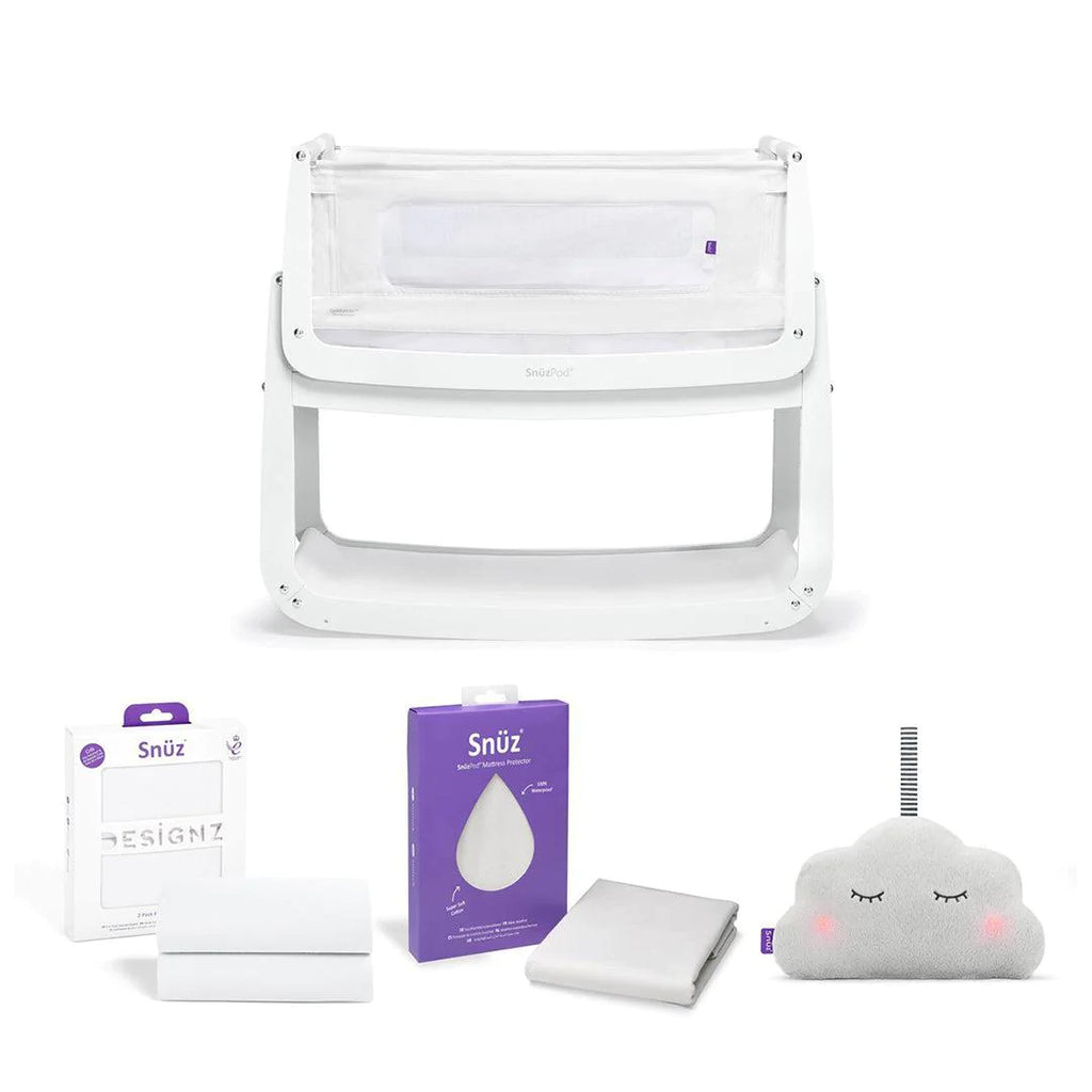 SnuzPod4 Bedside Crib Starter Bundle - White - The Baby Service