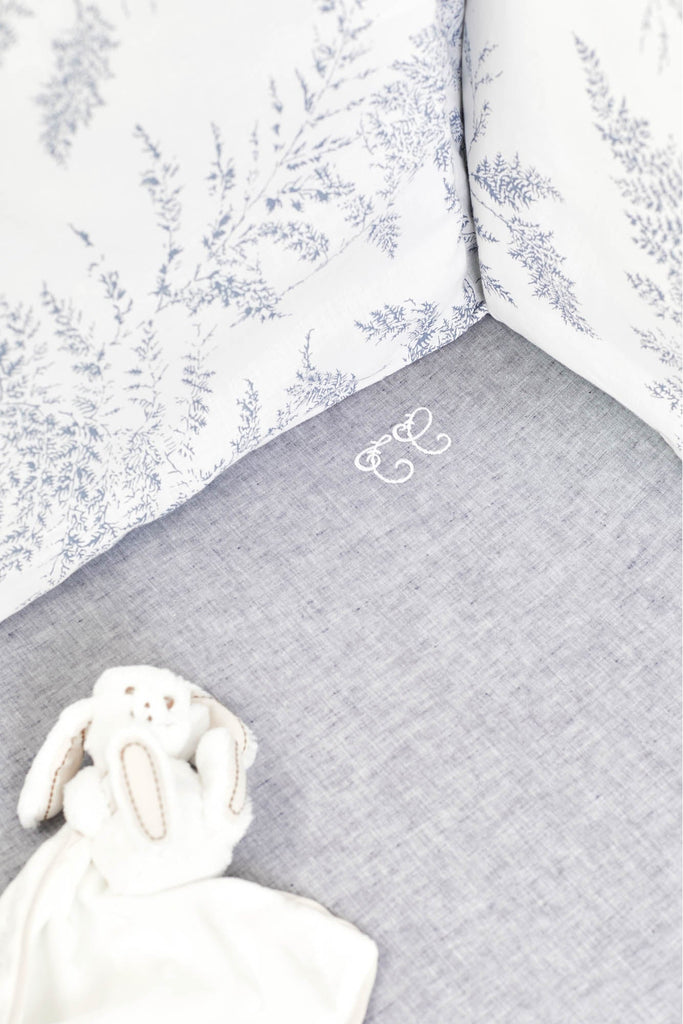 Tartine et Chocolat - Blue Feuillage Fitted Sheet - The Baby Service