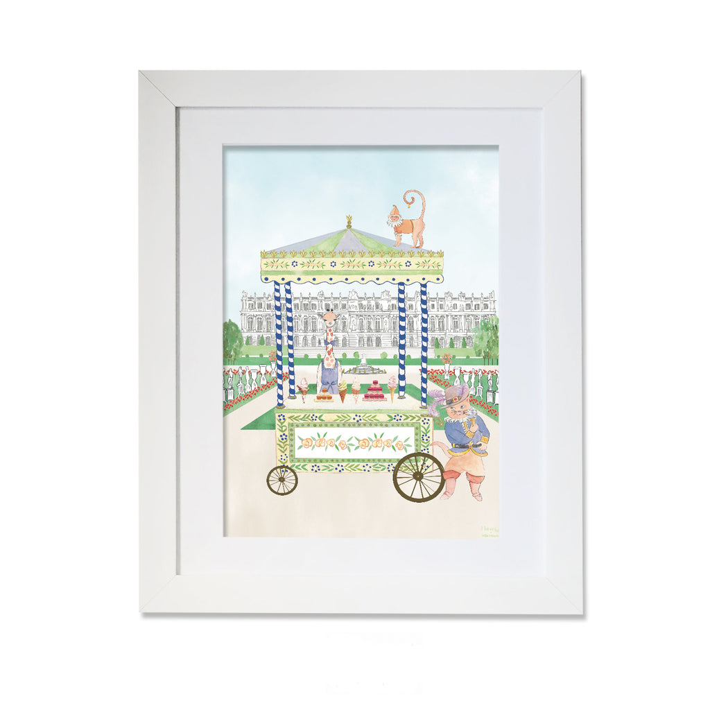 Animal Ice Cream Stand in The Palace of Versailles Blue Print - Nursery Artwork - The Baby Service